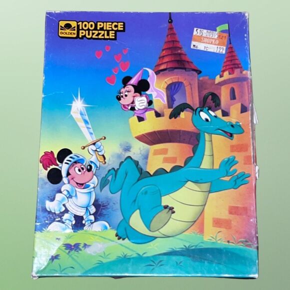 1975 Vintage Mickey Mouse Puzzle Knight In Shining Armor & Dragon 100 PC Puzzle - Picture 1 of 3